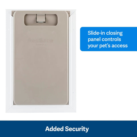 Built Damn Tough Large Dog Wall Door With Adjustable Telescoping Frame For Canines Up To One Hundred Pounds with closing panel