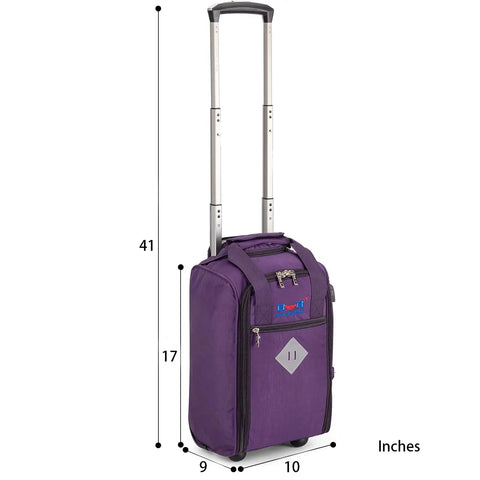 Rolling Personal Item Under Seat Duffle Bag 17x10x9 Inches Fits Most Major Airlines Including Spirit and Frontier with handle