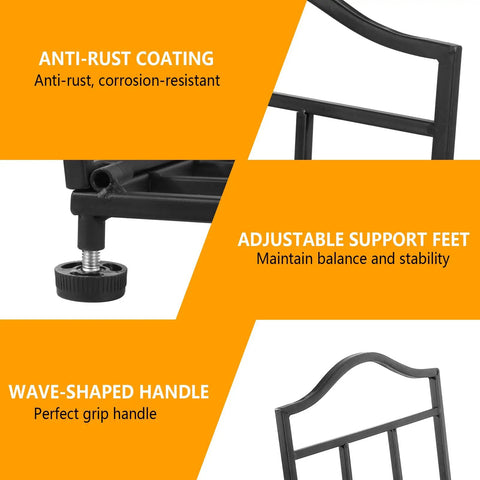 Foldable Firewood Rack For Indoor And Outdoor Use, Rust-Resistant, adjustable feet and wave-shaped handle features displayed