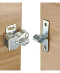 20 Pcs Metal Cabinet Latch For Wardrobe Door With Easy Install Spring Catch To Keep Kitchen Cupboards And Storage Units Locked Tight Secure And Stylishly mounted on wooden doors.