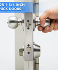Four Pack Door Reinforcement Plates for One and Three Quarters Inch Thick Doors Stainless Steel Jamb Plate With Deadbolt Cover and Latch Reinforcement Two Hole Design to Beef Up Your Home Security installed on door