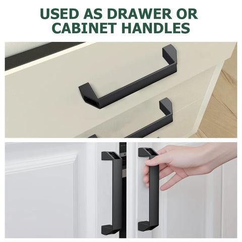 JiGiU 4-pack black aluminum rectangular pull handles with 180mm hole spacing for 40 Series European extrusion cabinet doors