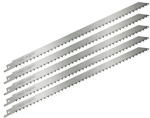 5-pack of 12 Inch Stainless Steel Frozen Meat Bone Cutting Saw Blades for Reciprocating and Sawzall Saws, food-grade butcher blades