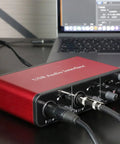 2x2 USB Audio Interface With 48V Phantom Power And 24-Bit 96kHz Recording for Microphones and Instruments, plug and play setup