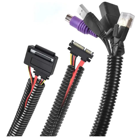 Commercial Grade Knockout Heavy Duty Black Split Wire Loom Tube Hella Smooth Cable Protector Wrap 32 Foot Roll with connectors