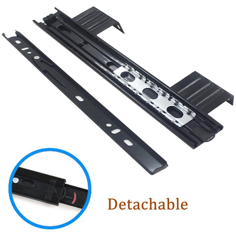 Heavy Duty Ball Bearing Keyboard Tray Slides For Cabinets 240mm Or 290mm Closed Length With 480mm Or 578mm Extended Reach 35mm Wide Smooth Quiet Rustproof Cold Rolled Steel Drawer Guides, detachable black rail