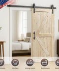 Unfinished 38 By 80 Inch Barn Door In Modern British Brace Style Solid Spruce Wood Single Door Ready To Stain Or Paint No Frills