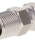 Heavy Duty 316 Stainless Steel 3/4 Inch Male NPT To 37 Degree JIC Swivel Adapter with hex nuts for hydraulic use.