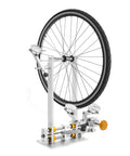 Pro Grade Bicycle Wheel Stand For Repair And Truing, Adjustable 10 To 29 Inch Wheel Alignment Workstand with bearing brackets shown