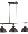 34 Inch Three Light Industrial Kitchen Island Pendant With Dome Shade Lighting Swivel Joints Brushed Nickel Finish Modern Farmhouse Style Chandelier