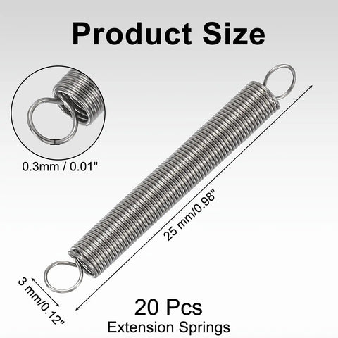 Premium 20 Pack Tiny Extension Springs Made From Durable 304 Stainless Steel With Heavy Corrosion Resistance And Long Lasting Flexibility Perfect For Industrial Repairs Or DIY Projects That Need Reliable Performance Every Single Day Now
