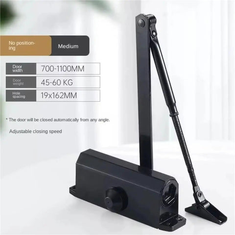 Door Closer Adjustable Speed Soft Closing Holder For 25Kg To 85Kg Doors, Heavy Duty Protective Hardware, Medium Size