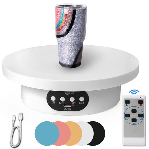 Remote Control Motorized Rotating Display Stand For Epoxy Glitter Tumblers And Cups 360 Degree Electric Turntable with remote