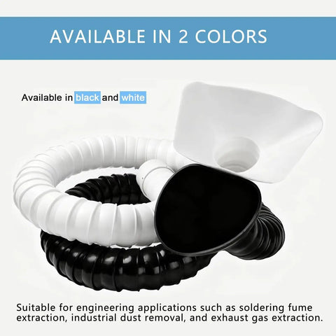 Tough As Nails Flexible Fume Extraction Arm With Heavy Duty Dust Collection Hood And Snappy Articulated Hose, Smooth Flex Workshop Smoke Vacuum Pipe Fitting Kit, Heat Resistant White Suction Tube 2 Inch By 10 Feet in black and white colors.