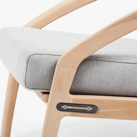 Chair armrest with adjustable stainless steel flat joining plates with slot holes for wood furniture repair.