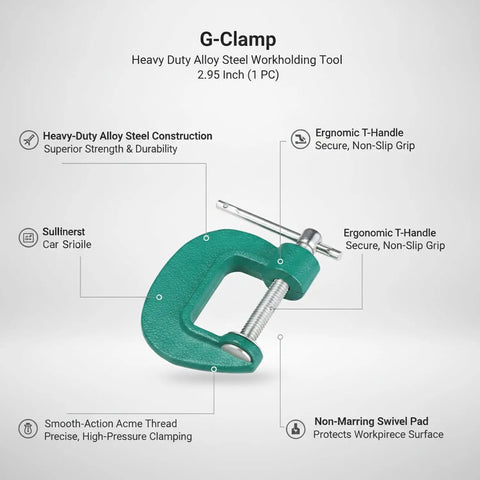 Heavy Duty Quick Adjust G Clamp For Woodworking And DIY Projects, 2.95 inch, heavy gauge alloy steel, ergonomic T-handle design.