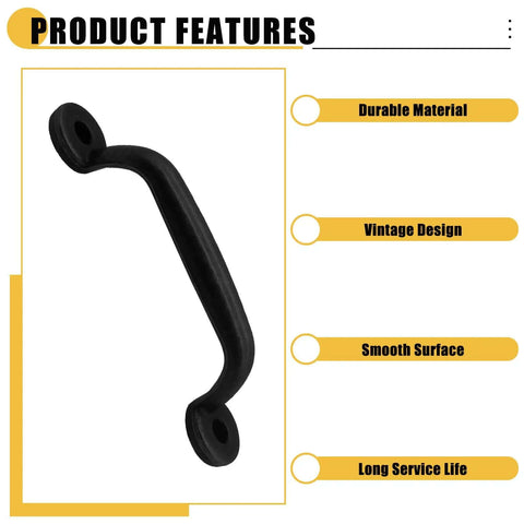Black Barn Door Handles 10 Pcs Zinc Alloy Retro Gate Pulls with features like durable material, vintage design, smooth surface.