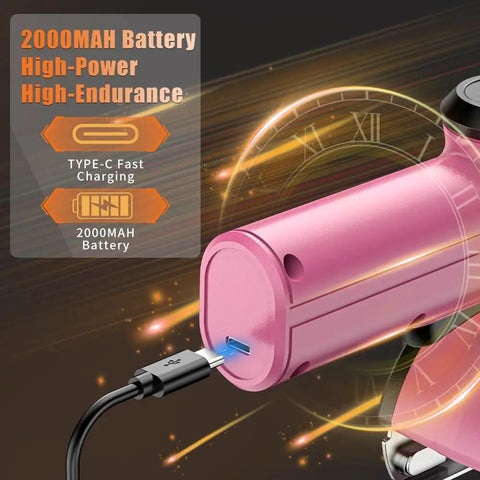 Close-up of Heavy Duty Cordless Electric Scissors with 2000mAh battery and Type-C fast charging port.