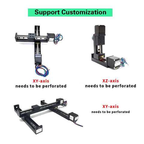 Support customization options for Smooth Rock Solid Linear Bearing CNC Sliding Table Rail XY Stage Kit with different axis views