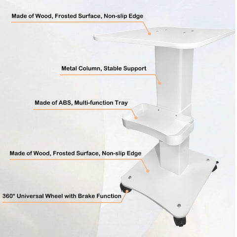 Esthetician Cart With Three Tiers Rolling Beauty Trolley Featuring 360 Degree Silent Wheels And Aluminum Alloy Tray front view