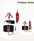 Must-Have Automotive Circuit Tester With Bright LCD Screen For Fast Car Electrical Diagnosis displays probes and long flexible cable.