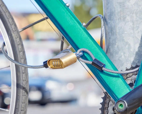 Securing bike with Beefy Heavy Duty Flexible Steel Loop Cable With Vinyl Coated Wrap for Corrosion Protection Six Feet Long