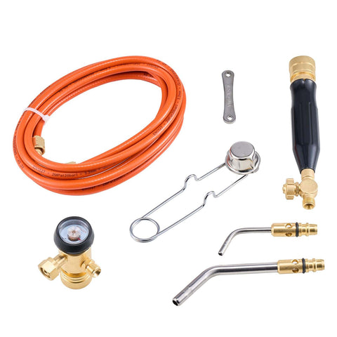 Air Acetylene Torch Kit With 149 Inch Hose, Two Welding Tips, CGA200 Regulator And Torch Handle For Home DIY Projects