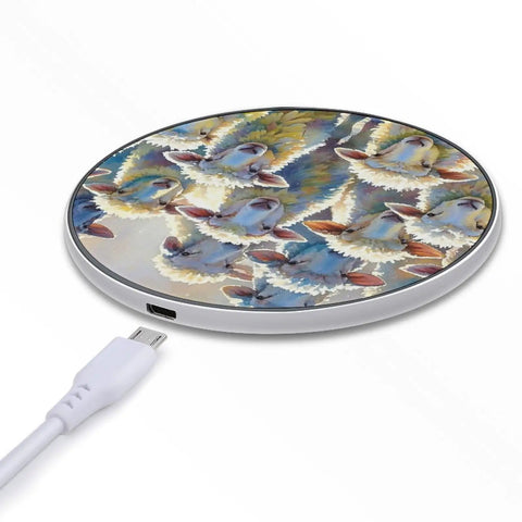 10W Fast Wireless Charger Pad Slim Portable Charging Station For Phone with artistic sheep design, USB cord attached