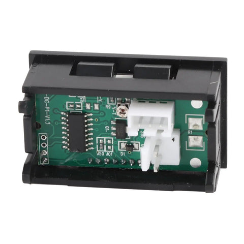 Rear view of Dual LED Voltmeter Ammeter For Panel Mount Voltage And Current Meter Multimeter With Red And Blue Readouts 50A Capacity