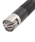 K-type surface temperature probe tip with stainless steel shield and black ribbed cable, close-up view