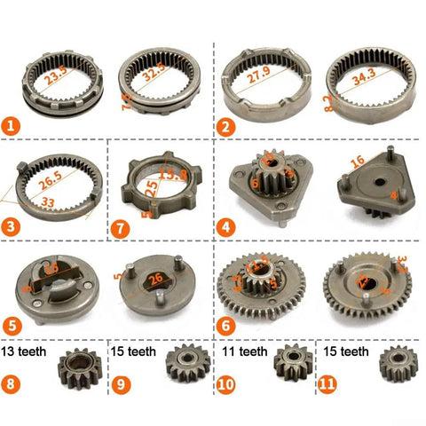 17 Piece Self Locking Reduction Gear Set For Brushless Drill Heavy Duty Metal Transmission Gears With Precise Fit Easy Install