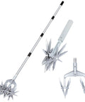 Rotary Cultivator For Your Garden With Adjustable Hand Tiller Detachable Solid Metal Tines 2 In 1 Manual Garden Cultivator