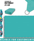 8x28 Foot Waterproof Shade Cloth With Grommets Sun Shade Sail Rectangle Turquoise 260 GSM UV Block Fabric shown folded and with grommet detail