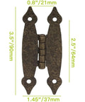 Set Of Four Three And A Half Inch Bronze Antique H Hinges For Cabinets And Doors Flat Flush Mount H Shape Hardware