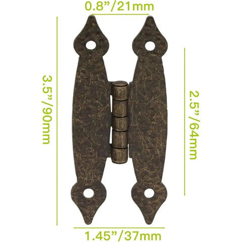 Set Of Four Three And A Half Inch Bronze Antique H Hinges For Cabinets And Doors Flat Flush Mount H Shape Hardware