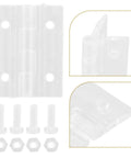 2 Pack Acrylic Cabinet Hinges For Cabinets And Boxes, Tough Heavy Duty PC Material with Solid Mounting and bolts shown