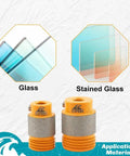Image of two piece diamond grinder bits for stained glass, showing 3/4in and 1in cores, designed for glass and stained glass work.