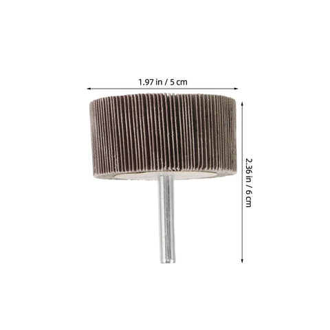 Close-up of a 5cm cylindrical flap wheel from Super Cool 12 Piece Cylindrical Flap Wheel Set For Metal Die Grinding And Polishing Tasks.