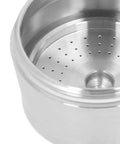 Close-up of Sleek Stainless Steel Reusable Coffee Capsules With Dual Mesh Screens showing perforated filter design.