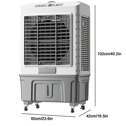 Beat The Home Heat Sweat Less Today With This Powerhouse Evaporative Air Cooler, 60 x 42 x 102 cm with honeycomb filter and wheels.