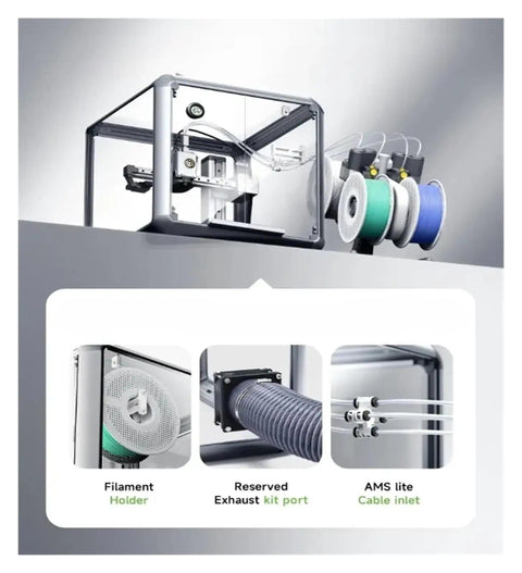 Transparent Acrylic 360 Degree 3D Printer Enclosure With LED Lighting And Stable Temperature Control, filament holder shown
