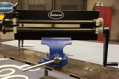 Bead Roller With Dies For Metal Fabrication, 19 Inch Throat Industrial Rotary Forming Machine on workbench