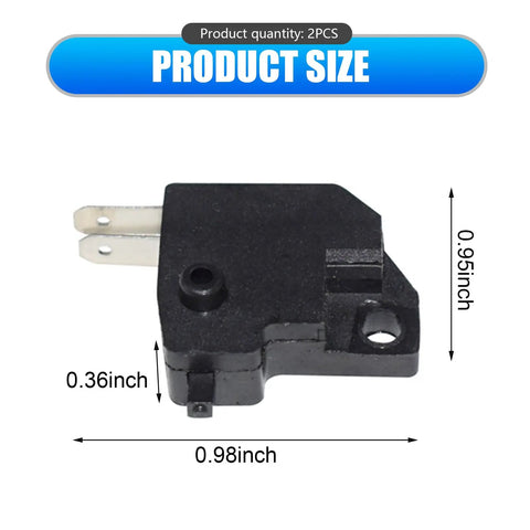 Hardcore 2 Pack Motorcycle Brake Light Switch Set Left And Right Dual Stop Lamp Controls Heavy Duty Black measuring 0.98x0.95 inches.