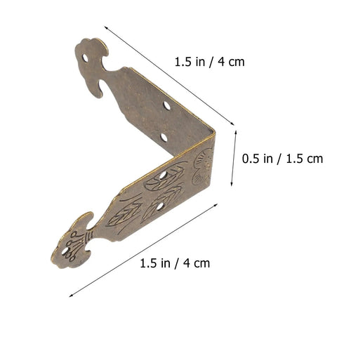 Brass Corner Protectors For Jewelry Boxes And Woodworking Projects in antique style, 1.5x0.5 inches, golden finish