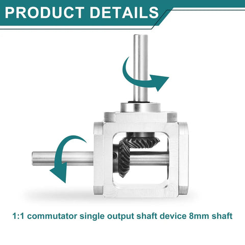 Beefy Right Angle 90 Degree Bevel Gearbox One To One Reducer With Aluminum Frame And Eight Millimeter Shaft close-up view