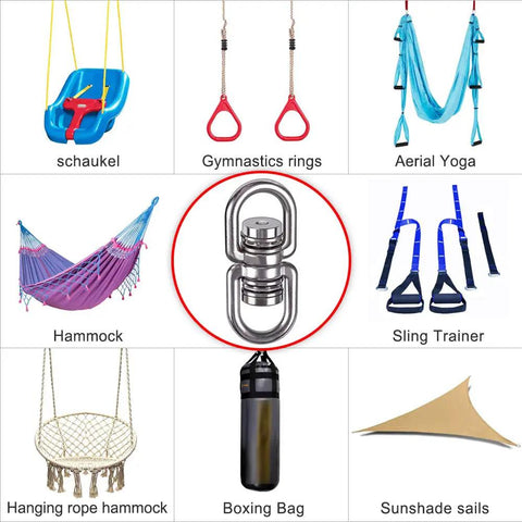 Heavy Duty Bearing Swing Swivel 360 Degree Rotation for Hanging Projects Like Tree Swings, Hammock Chairs, and Aerial Yoga
