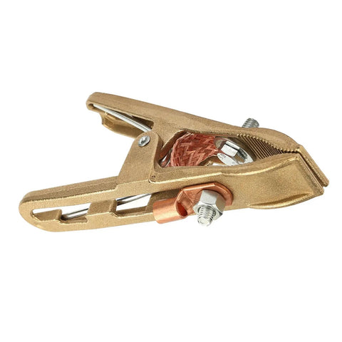 Heavy Duty Brass A Type Ground Welding Earth Clamp For Reliable Shipyards And Manufacturing Jobs With 260A Capacity Up To 500A And Solid Clamping Power, angled view showing secure design.