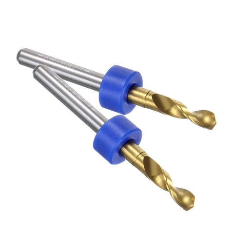Two Titanium Coated 3mm Carbide PCB Drill Bits Set 1 8th Inch Shank Micro Twist Mini Drill Bits with blue holders