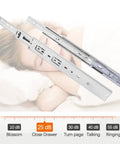 Ultra Smooth Soft Close Full Extension Ball Bearing Drawer Slides 22 Inch Set Of 6 Pairs With Three Sections And 100 Pound Capacity, shown against a noise level background.