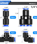 Push To Connect One Quarter Inch Air Hose Fittings Quick Connect Pneumatic Kit 30 Pieces with circular release ring details